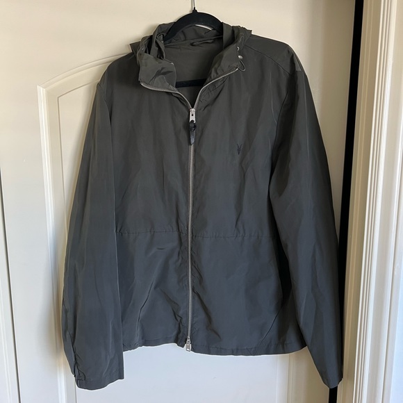 AllSaints Fursdon Lightweight Ramskull Hooded Windbreaker Jacket XXL MSRP: $245 - Picture 3 of 6